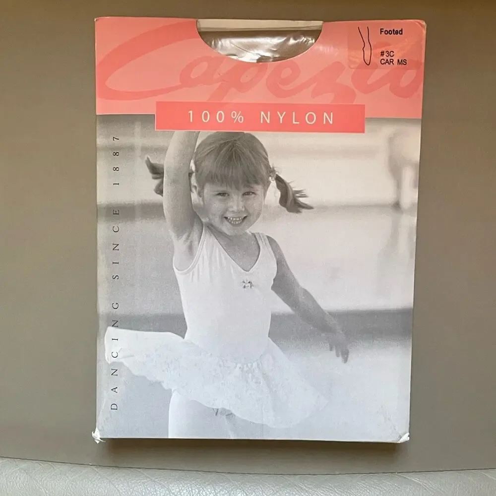NIB Capezio Child #3C Seamless Footed Tights — Caramel (CAR) — Size MS (4-7 yrs)
